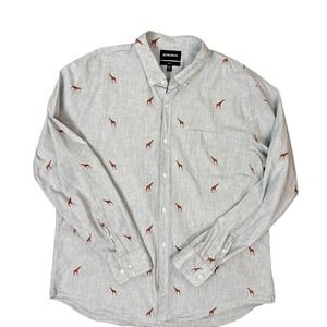Bonobos Mens XXL Slim Fit Giraffe Print Button Down Shirt Grey Safari
